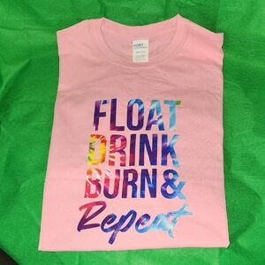 Pink Graphic Tee with Colorful Text